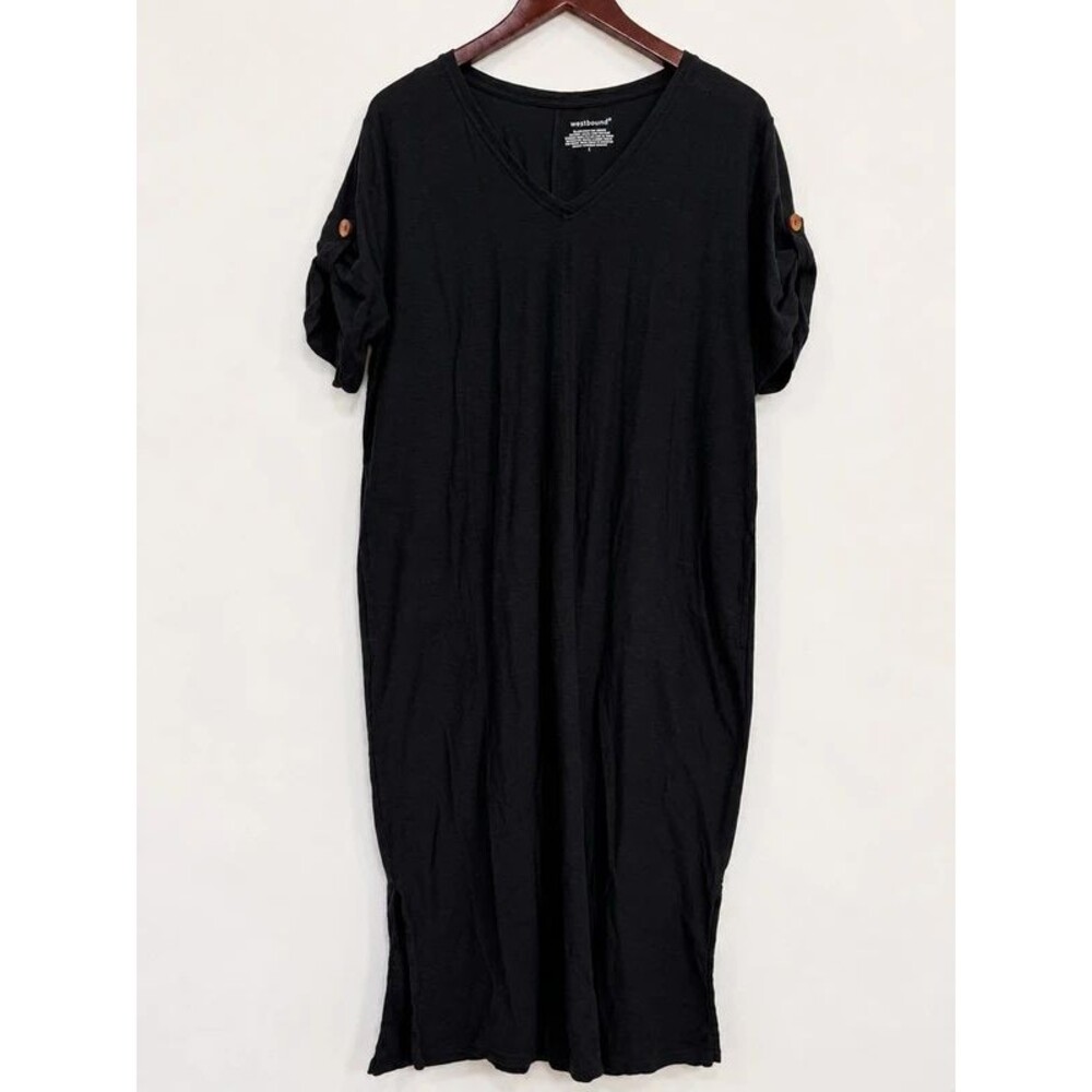 Westbound Black Midi T-Shirt Dress | Size L (Fits Like XL)